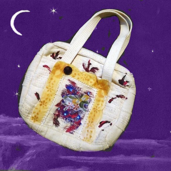 Boho Art Purse is OOAK Vintage 70s Wearable Art - Hippie Cottagecore Bag - Picture 1 of 12